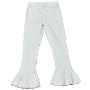 👖🤍 MOTHER Cha Cha Fray Jeans White High-Rise Flare Fray Hem | Sz 24 #preppyvibes